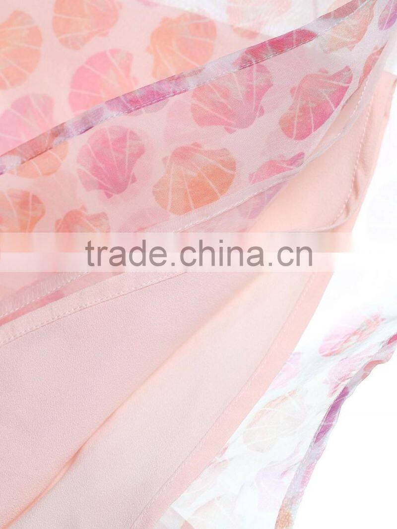 Girls organza printed pink sweet dresses