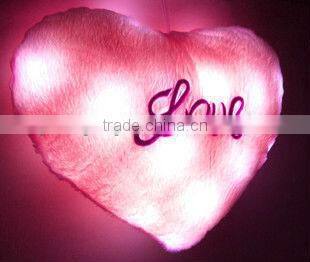 New design custom colorful heart plush LED light pillow