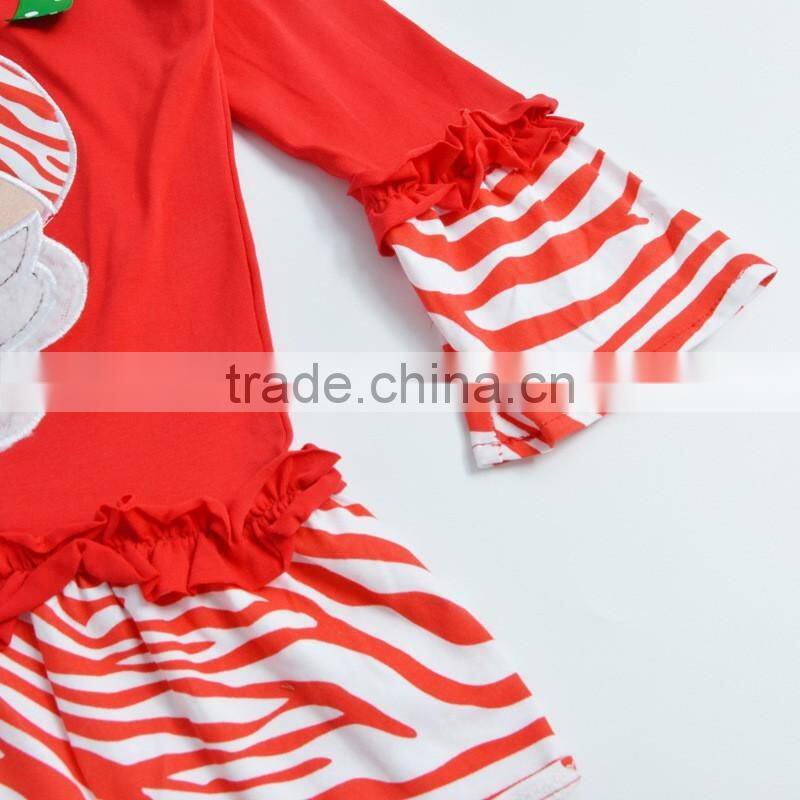 Children christmas clothes red santa claus top with red ruffle pants girl christmas costumes kids outfits