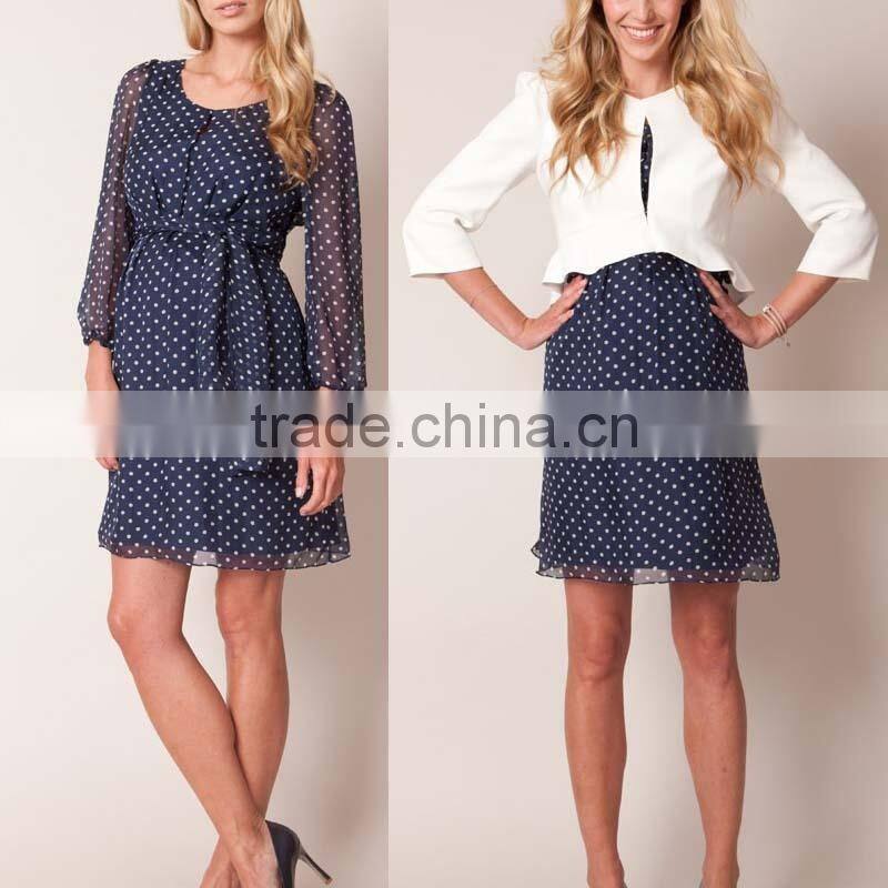 long sleeved silk chiffon polka dot dress winter fashion maternity dresses