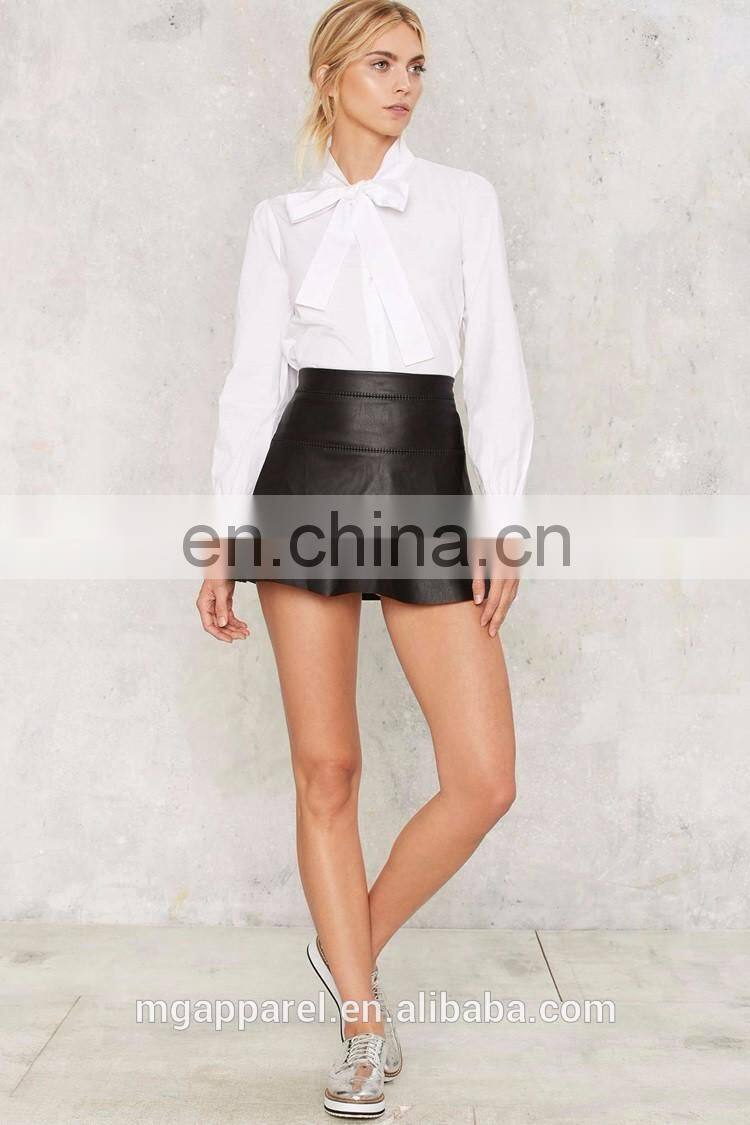 2016 New designs white long sleeve cotton blouses for women