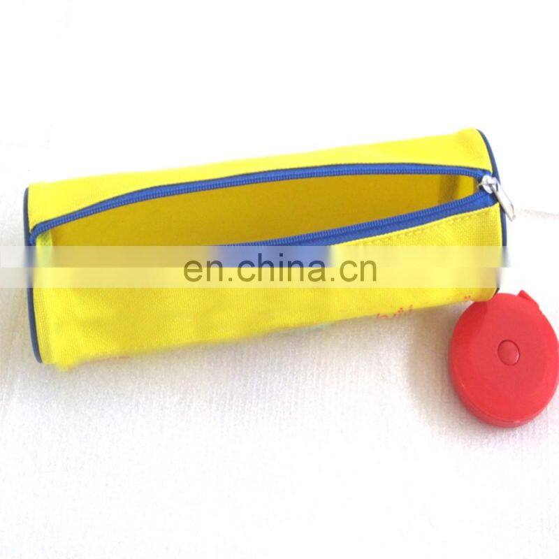 Yellow Round 600D Polyester Students Wholesale Pencil Case