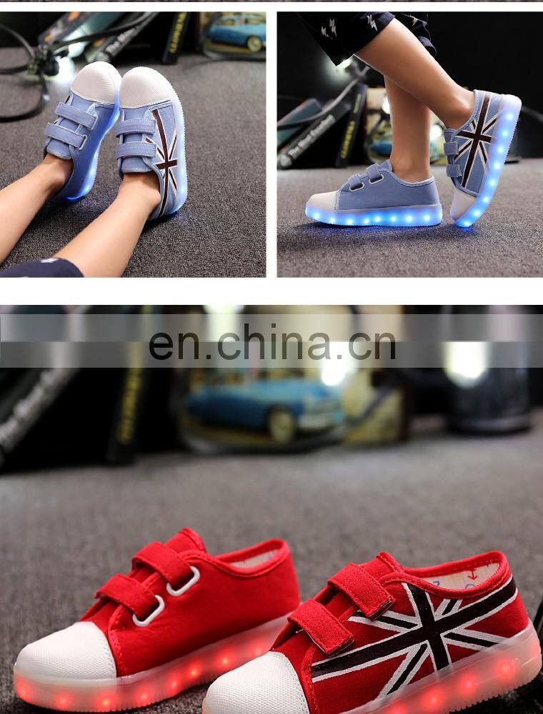 Latest design USB charge Children kids boys and girls light up canvas shoes LED shoes