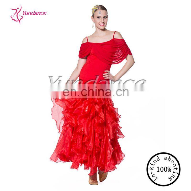 spain dance costumes red ruffles AB055