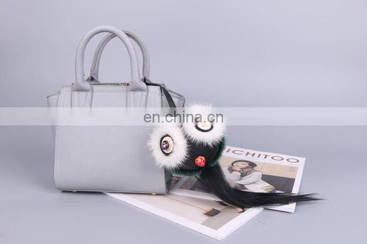 Fashionable High Quality Bag Charm Owl Keychains Luxury Car Keychains Pendant of Mink Fur
