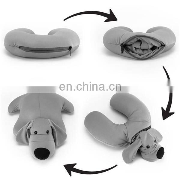 Convertible 2 in 1 memory foam neck pillow Custom kids stuffed animal soft plush dragon dinosaur u shape travel pillow