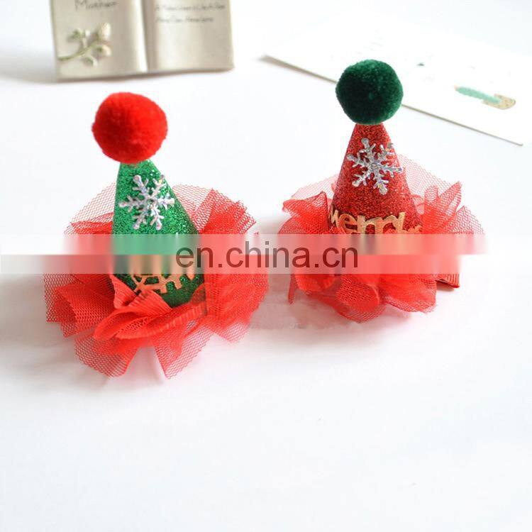 Good quality christmas gifts cute cartoon christmas hats shape hair pin