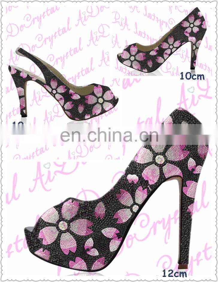 Aidocrystal women slingback women high heel peep-toe sandals shoes with matching bags for party show