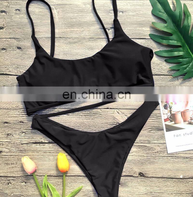 Hibkn solid bikini set push up cut out bikini Brazilian 2019 black swimsuit monokini biquini women swimsuits Swimsuit Female