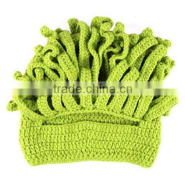 2014 Handmade Knitted Crochet Beard Hat Bicycle Mask Cap Octopus Cool Black SP055