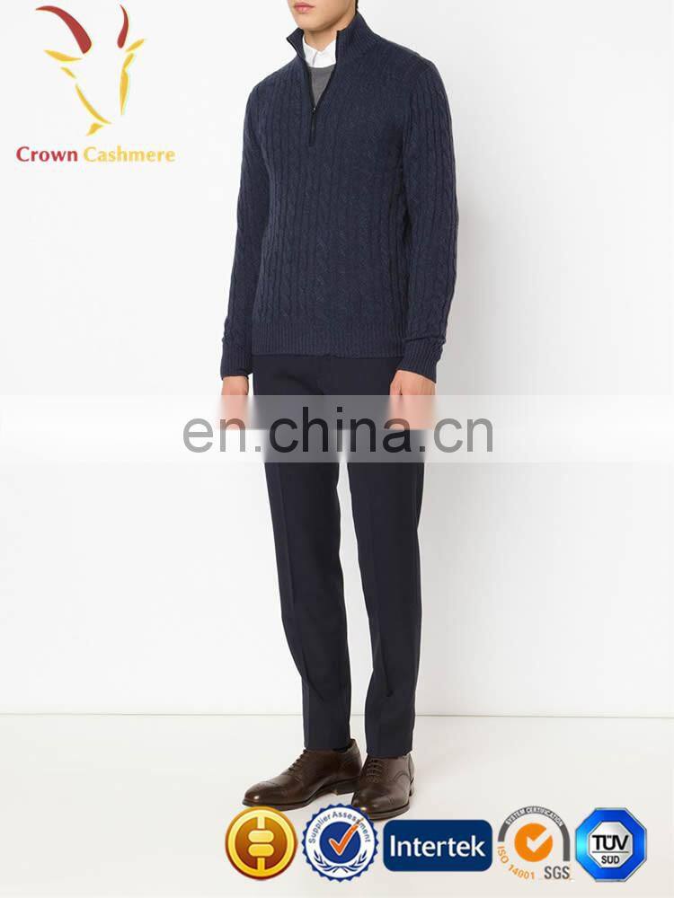 Best Cable 1/4 Zipper Mock Men 100% Cashmere Cardigan,Knitwear Pullover