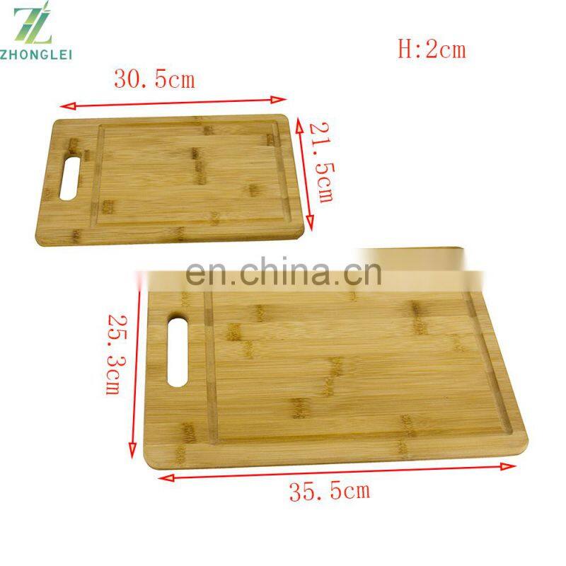 High Quality Rectangular Organic Bamboo Cutting  Board with Groove for Kitchen