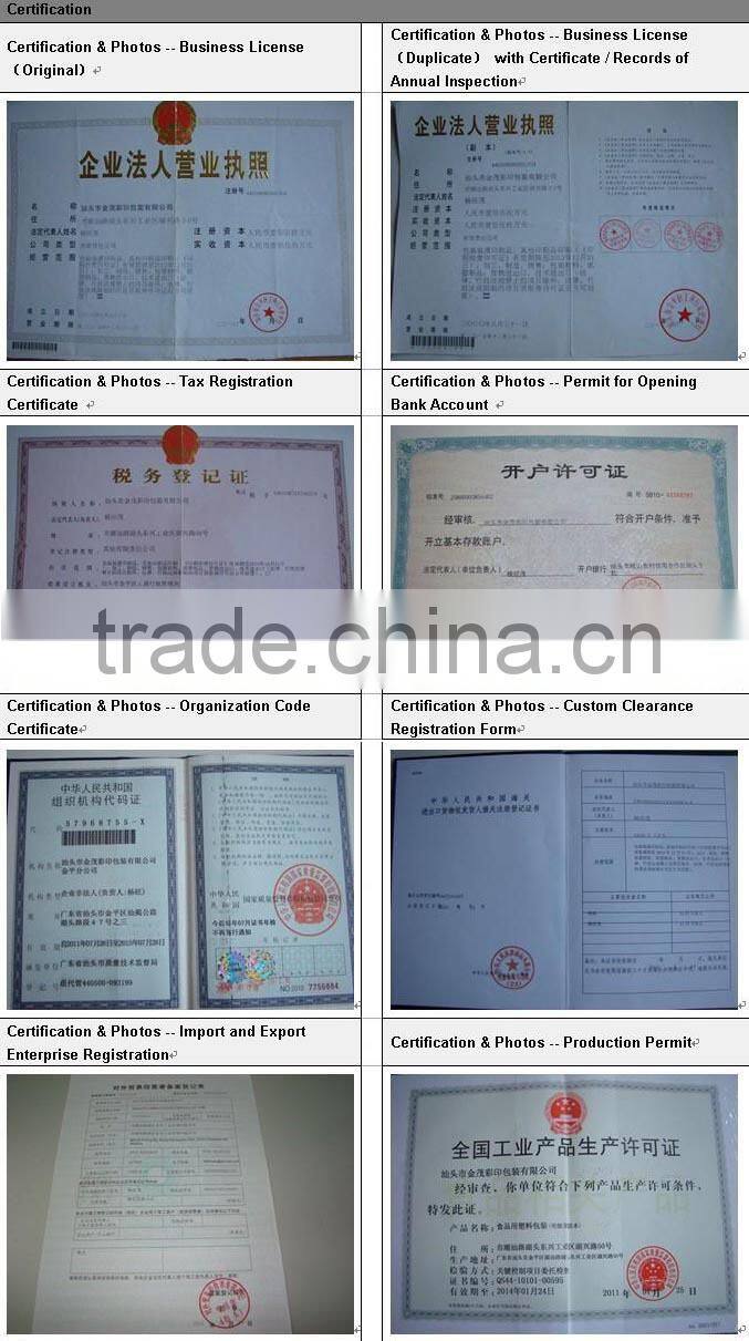 Custom printed plastic bags heat seal with zipper