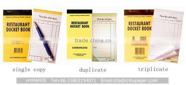 Bond Carbonless Restaurant Guest Check Book Docket Book