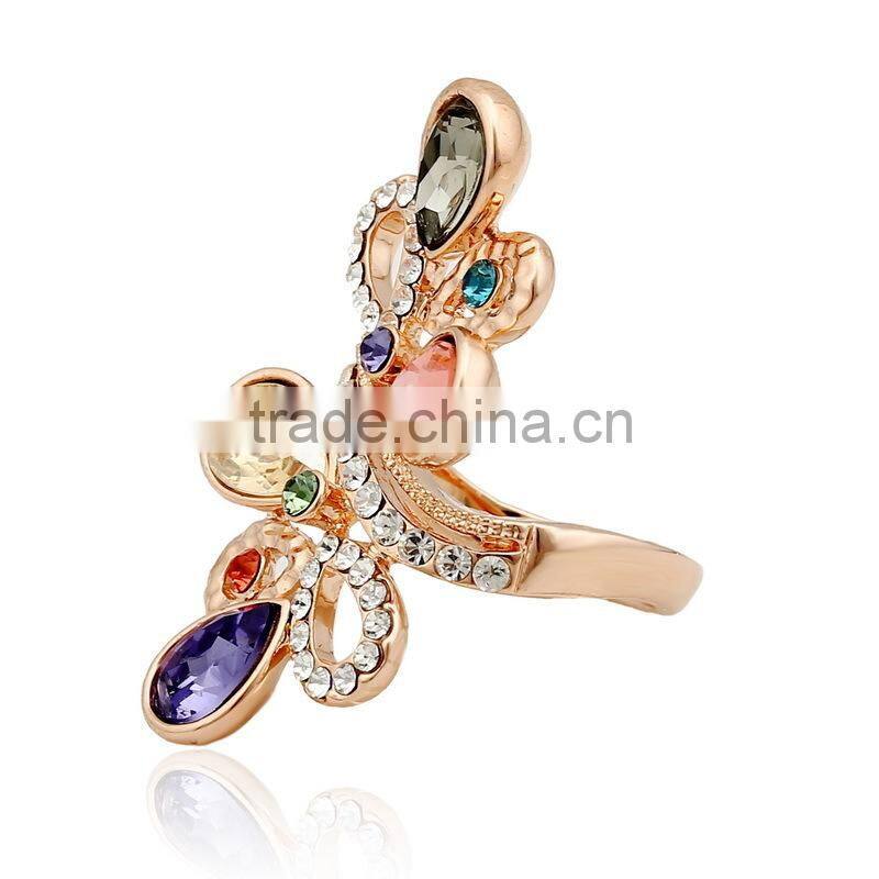 24k gold arab gold jewelri multi color stone ring