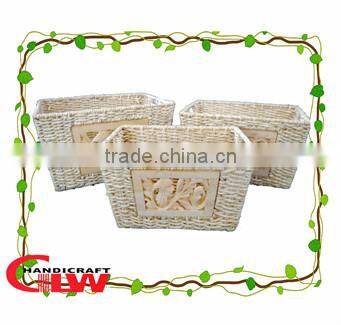handmade paper basket,square storage basket,1 pc Iron frame & paper woodcarving basket