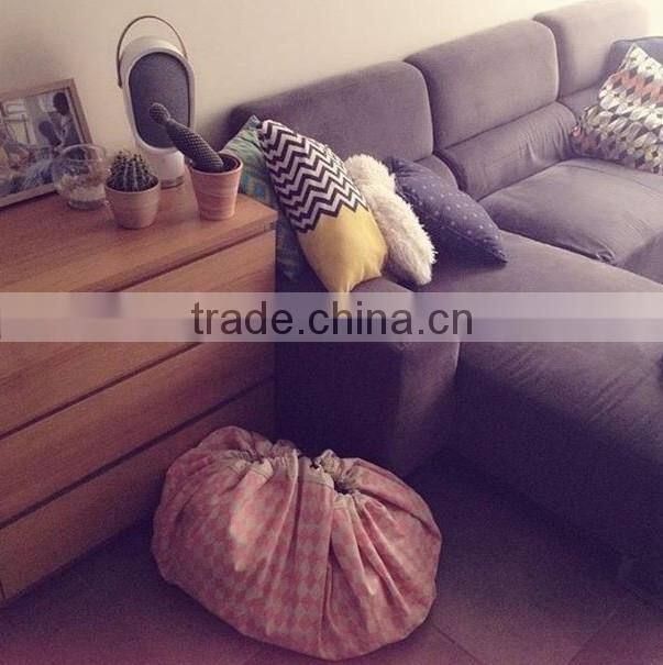 Stripe Kids Canvas Game Carpet Play Mat Child Play Rug Toy Storage Bag