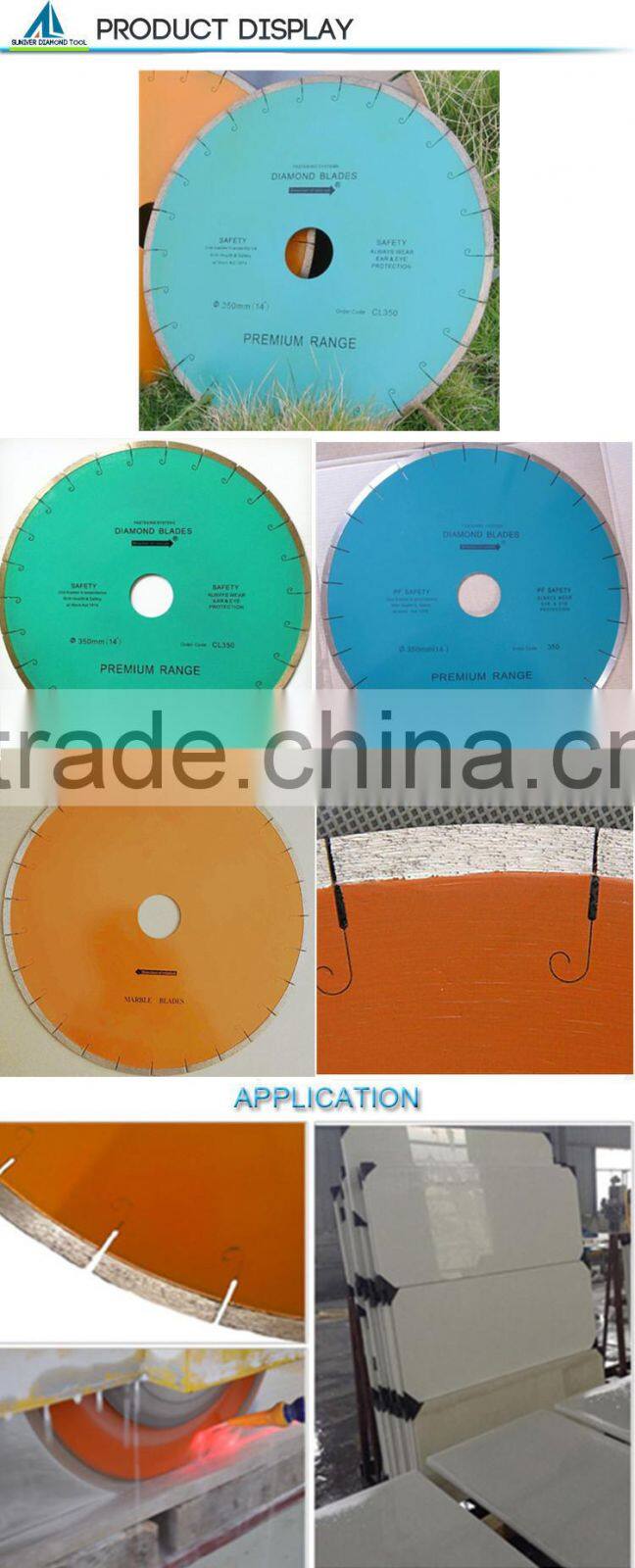 fish hook slot dimond saw blade for trimming marble slab free chipping