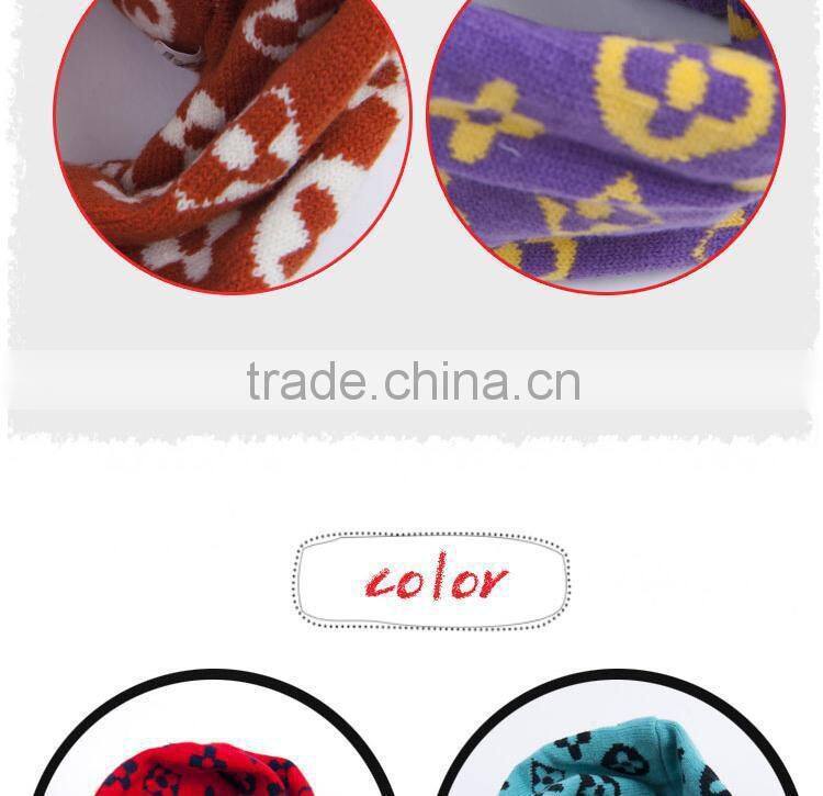 2014 Winter New Flower Pattern Baby Kids Knitted Circle Scarf