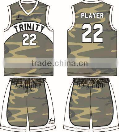 hot sales customize sublimation camo basketball uniform