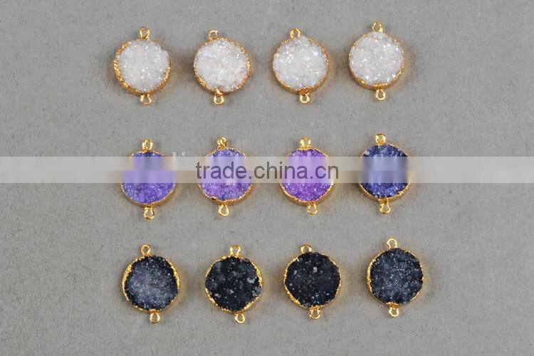 New Tiny Druzy Necklace Gold Filled Raw Crystal Drusy Pendant Necklace Simple Semi Jewelry Findings in China