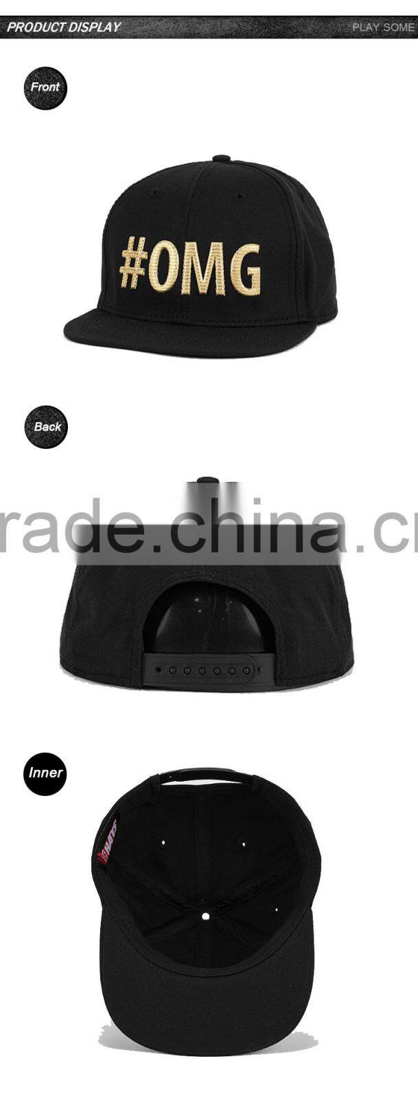 New arrival 3D embroidery golden metal plate snapback hats