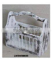 Industrial Vintage Style Interior Carry Round Metal Basket with Handle