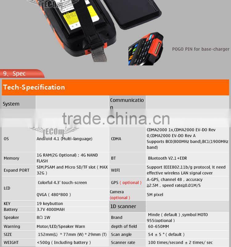 Support WI-FI Waterproof Mini Barcode Scanner For Android Tablet Pc