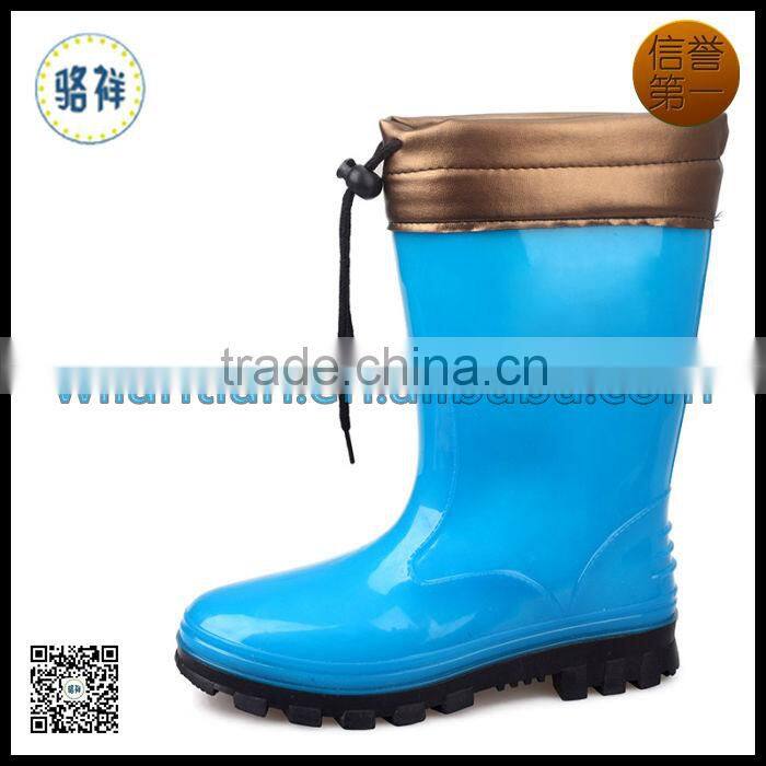 Printed color warm Fabric rain boots
