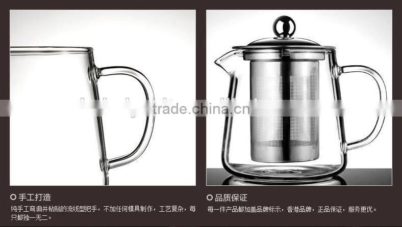 Home Unique design fashionable Heat resistant Borosilicate Glass teapot with stainless steel strainer