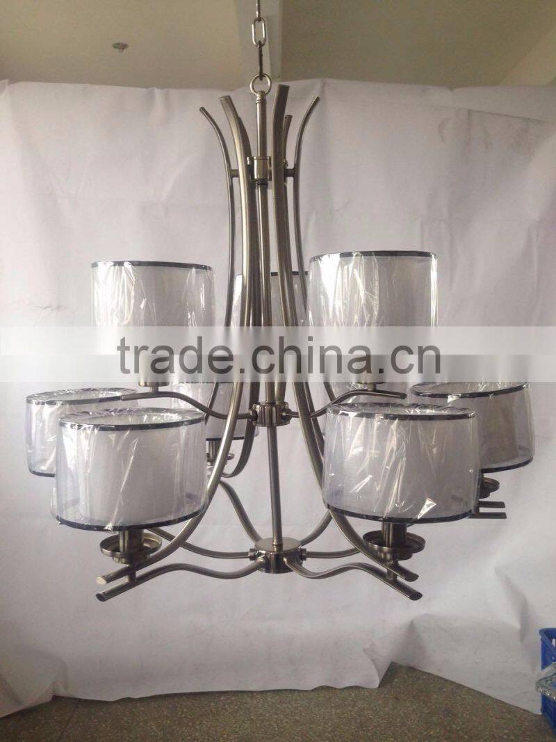 modern oval chandelier Sand nickel finish with two tiers grey shades with sealing chandelier