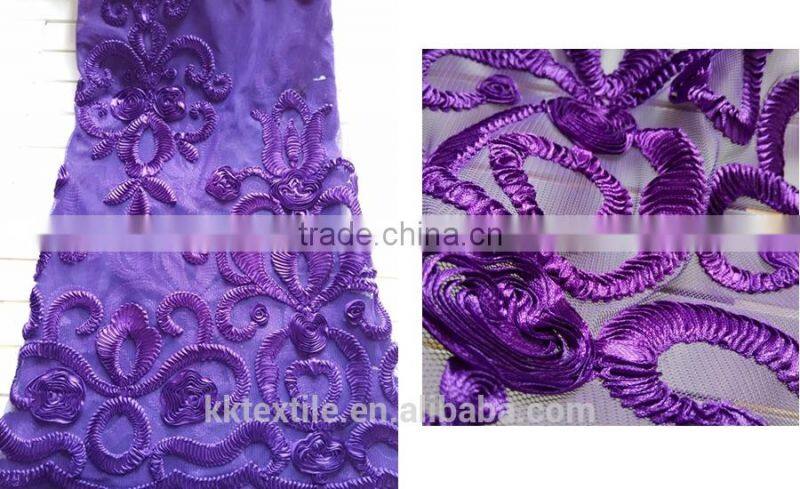 Purple Chemical Lace Satin Embrodiery Design 2015