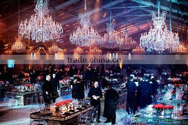 glass top banquet table crystal chandelier pendant wedding table