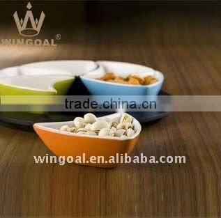 Procelain round chip and dip platter