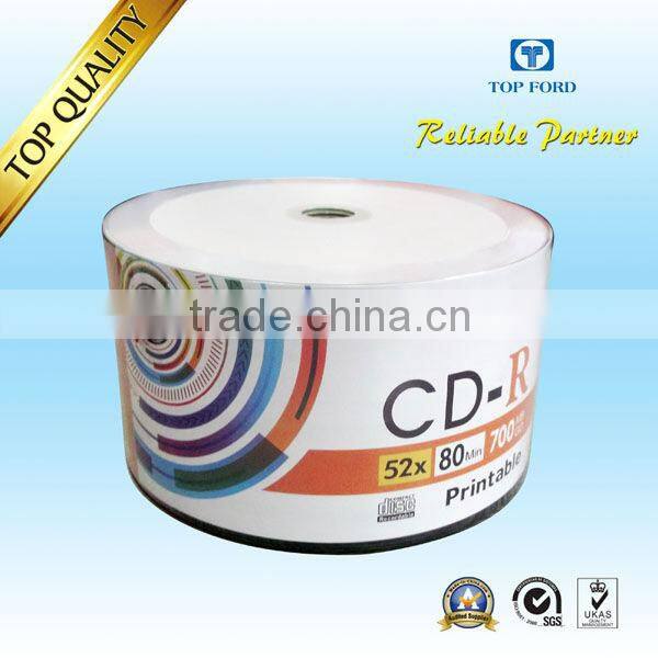 52X 700M/80MIN white Printable CDR DiscInternational A+ grade