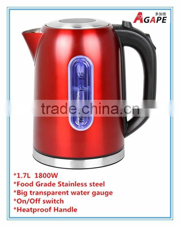1800W 1.7L Electric Stainless Steel Water Kettle Luxury Food Grade Rapid Heating WithTransparent Water Level Gauge AEK-406R