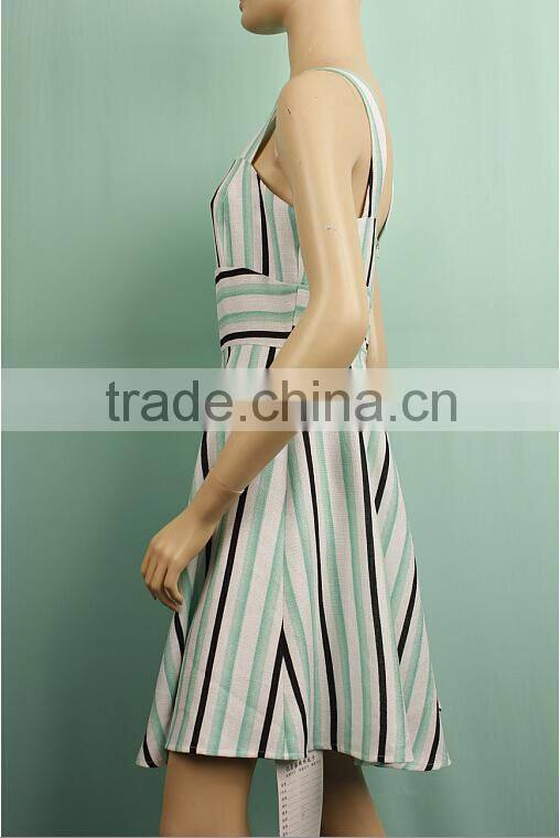 Bright color cotton&linen fabric spaghetti strap sleeveless latest dress designs for ladies WD141231519