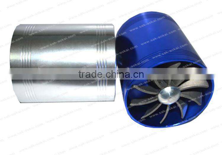 Blue Dual Side Turbonator Air Intake Fuel Gas Saver Intake Fan