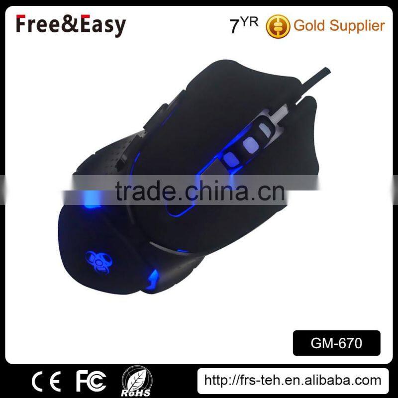 Black rubber coating led backlight gaming mouse for computer