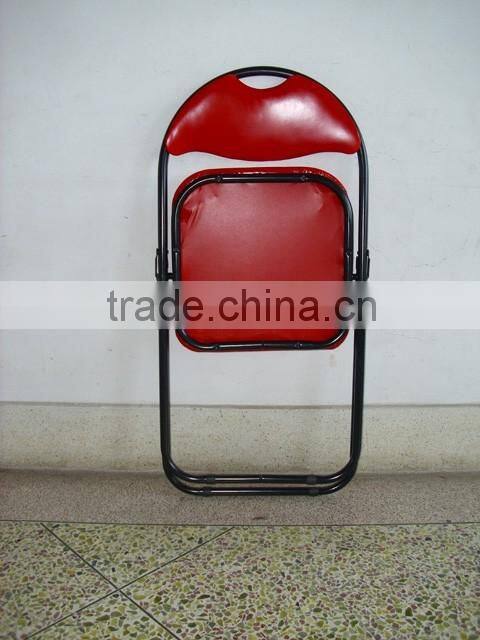 Living room furniture leisure chair metal folding chair with PVC cushion seat and back