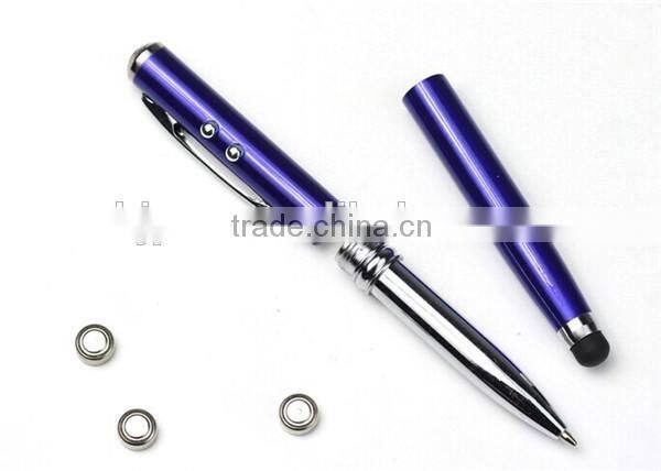 4 in 1 Metal Engraved LED light and laser pen multifunction touch pen