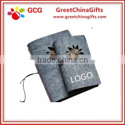 Custom logo school notebook with felt cover