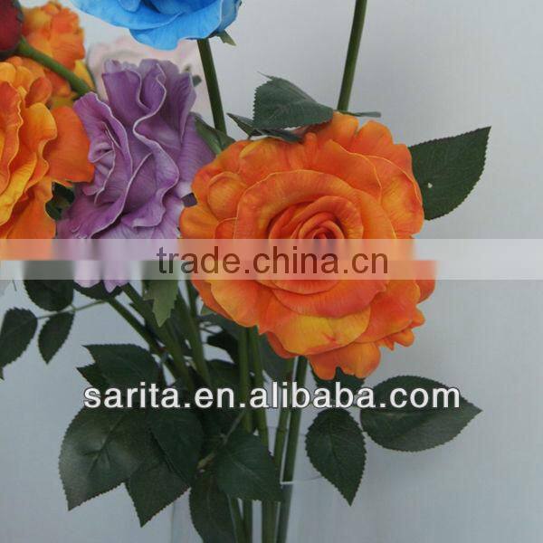 factory price artificial real touch rose with blue colors