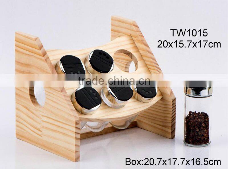 12pcs glass spice jar with plastic rack (TW1022)