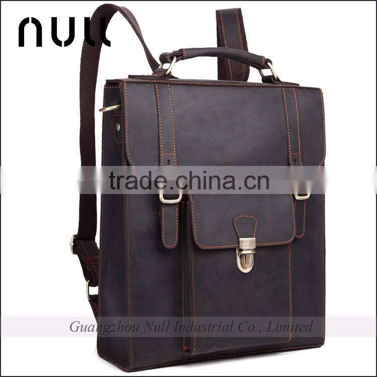 vintage men's genuine leather military backpack