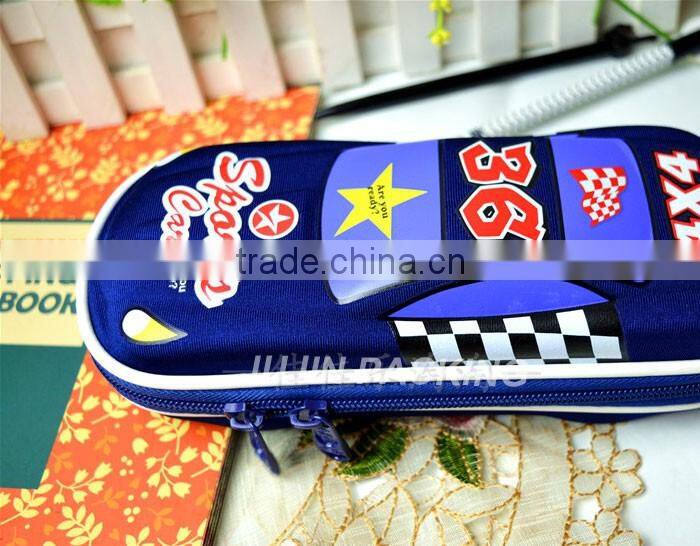 Assorted color cute car shape eva pencil case with zipper