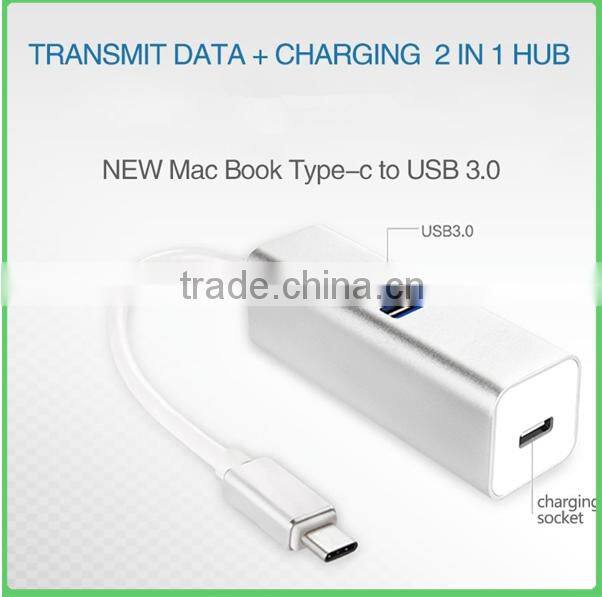 2 in 1 USB 3.1HUB Type-C to 2 Ports USB 3.0 & 1 USB 3.1 Type-C Charging / Data HUB Adapter for MacBook
