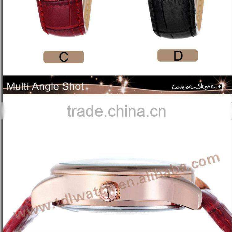 Genuine Leather Nice Peacock Dial Fashion Wrist Watch