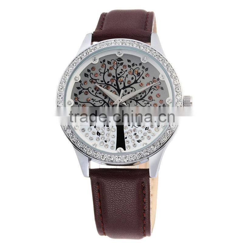 skone 9195 crystal decorated tree dial watches