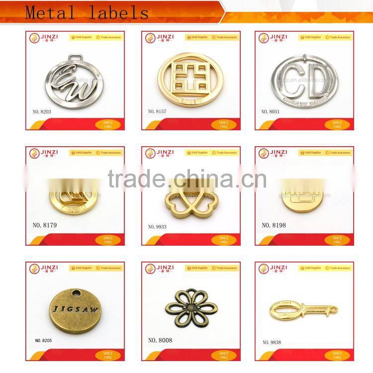 New Brush brass color metal engraved name logo tag